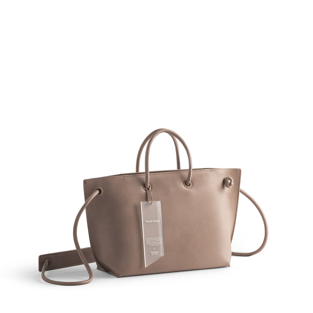 Zara nylon mini City bag with drawstring mocha brown crossbody/ shoulder